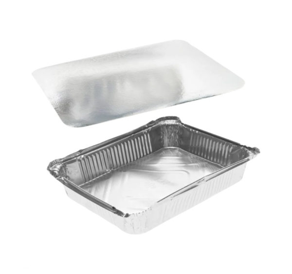 Alu posuda 322x255x51mm, 3180ml s poklopcem, 100 kom (komplet)