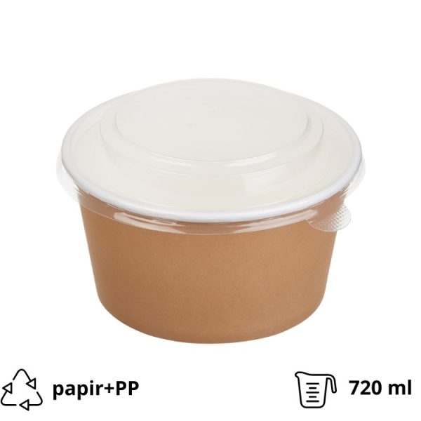 Posuda papirnata Tambien ECO 720ml d=135 mm, h=68mm kraft, za poklopcem, 50 kom (komplet)