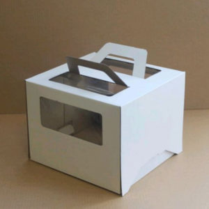Kutija s prozorom, s ručkama 260x260x200 mm mikrovaloviti karton bijela (25 kom/pak)