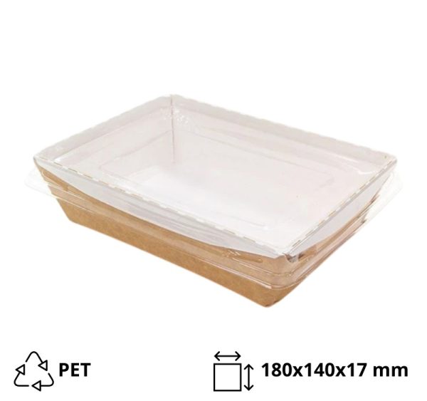 Poklopac ravan 180x140x17 mm za pairnatu posudu Crystal box 800 ml 60 kom