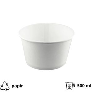 Papirnata posuda 500 ml d=121 mm h=72 mm bijela, bez poklopca