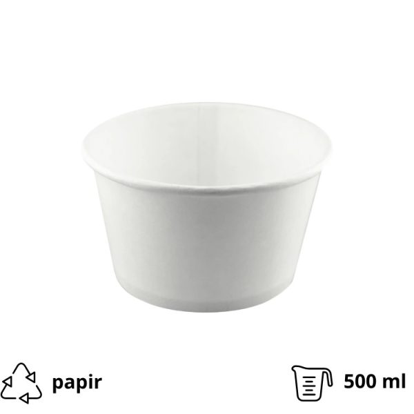 Papirnata posuda 500 ml d=121 mm h=72 mm bijela, bez poklopca