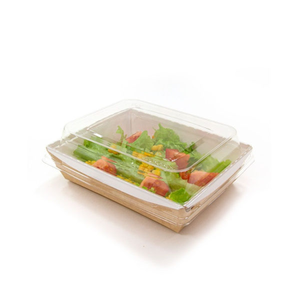 Papirnata posuda s poklopcem kupola Crystal Box 500 ml 160x120x45 mm kraft [50 kom/pak]