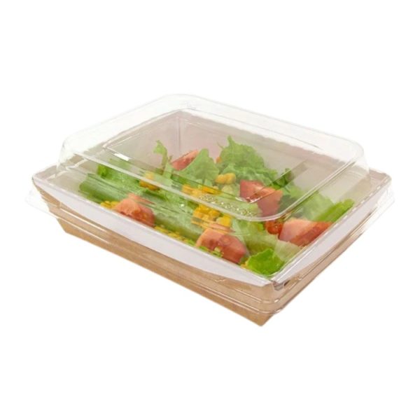 Papirnata posuda s poklopcem kupola Crystal Box 500 ml 160x120x45 mm kraft 50 kom