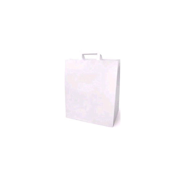 Papirnata vrećica sa ravnom ručkom 320x200x370 mm bijela (50 kom/pak)