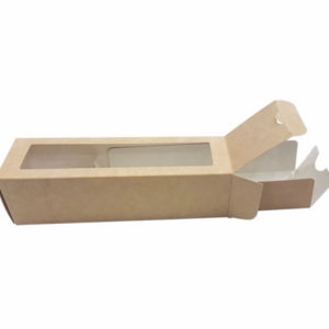 Papirnata posuda s prozorom za deserte “Makaron” 180x55x55 mm kraft (50 kom/pak)
