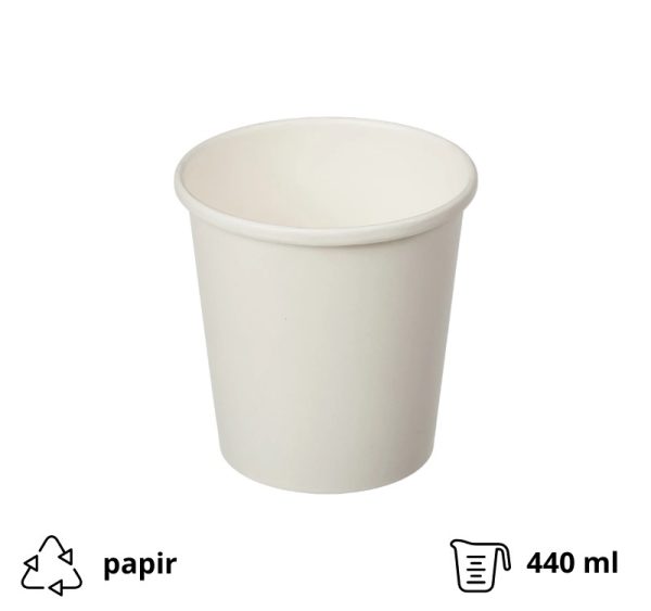 Papirnata posuda 440 ml d=98 mm h=99 mm bijela, bez poklopca 40 kom