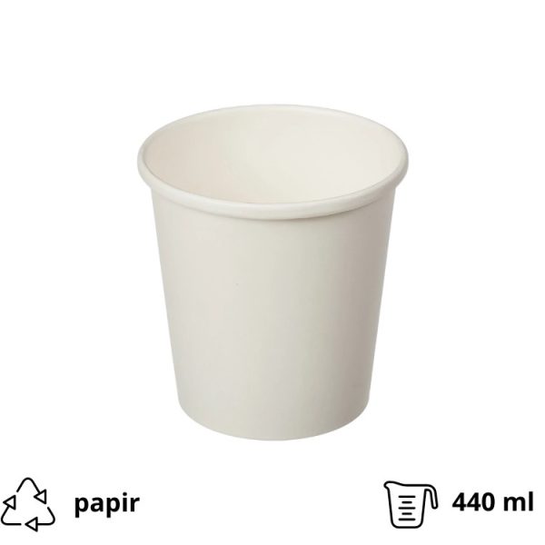 Papirnata posuda 440 ml d=98 mm h=99 mm bijela, bez poklopca 40 kom