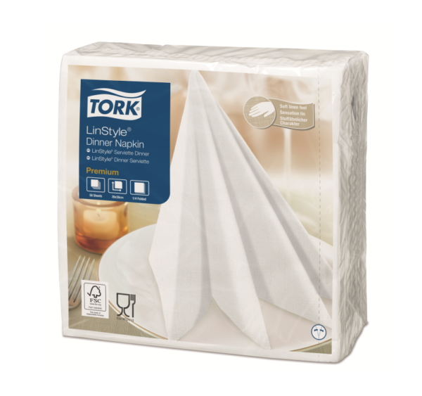 Salvete za večeru Tork Premium Linstyle® 39×39 cm, 50 kom/pak, bijele