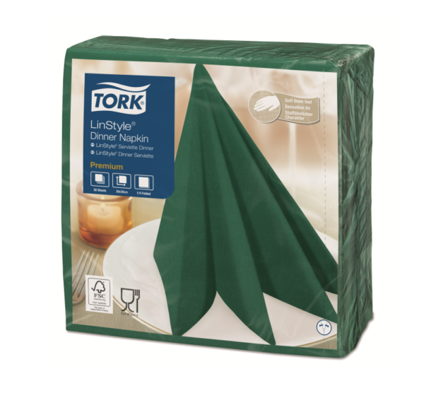Salvete za večeru Tork Premium Linstyle® 39×39 cm, 50 kom/pak, borova zelena