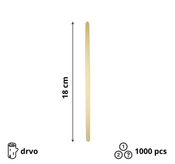 Štap za miješanje drven 18 cm 1000 kom/pak