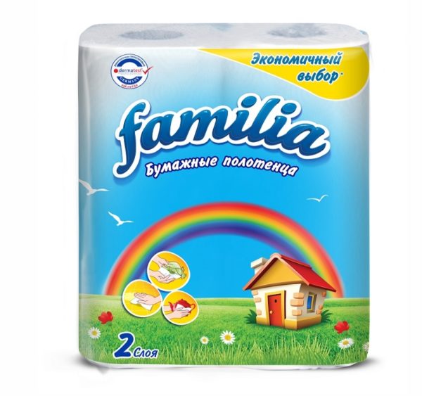 Papirnati ručnici u roli 2 sl 2/1 Familia Rainbow bieli (50455)