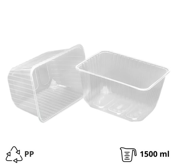 Posuda РР 1500 ml 186x132x98mm prozirna, bez poklopca [100 kom/pak]