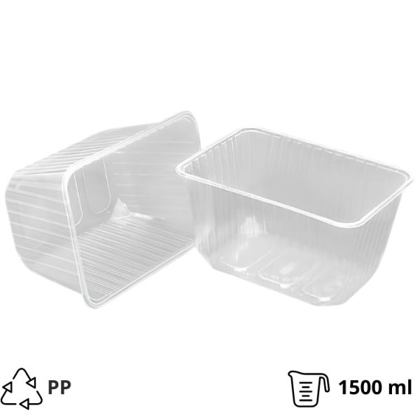 Posuda РР 1500 ml 186x132x98mm prozirna, bez poklopca [100 kom/pak]