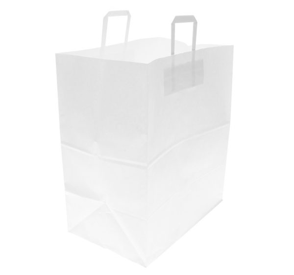 Papirnata vrećica sa ravnom ručkom 320x200x370 mm bijela (24 kom/pak)