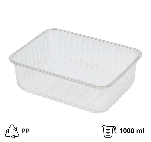 Posuda PP 1000 ml 179x132x51 mm prozirna, bez poklopca [50 kom/pak]