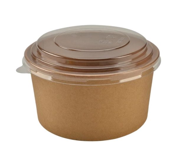 Papirnata posuda s poklopcem ECO RCONT “Pure Kraft” 1120 ml d=128 mm h=77 mm 40 kom