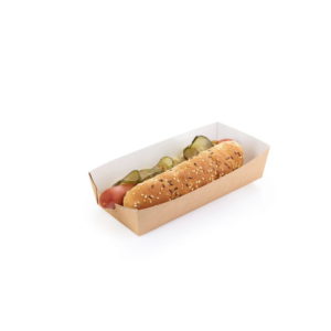 Papirtnata plitica za hot dog ECO HD, 450 ml,  165x70x40 mm kraft (50 kom/pak)