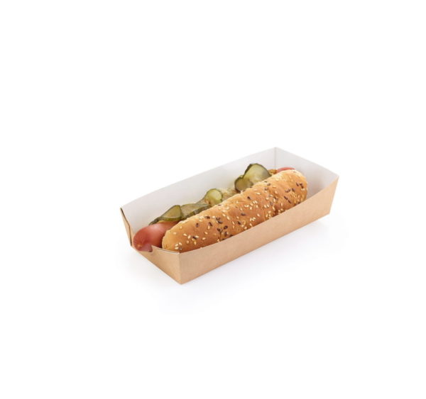 Papirtnata plitica za hot dog ECO HD, 450 ml,  165x70x40 mm kraft (50 kom/pak)
