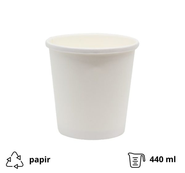Papirnata posuda BioBox 440 ml d=98 mm h= 99 mm bijela, bez poklopca 50 kom