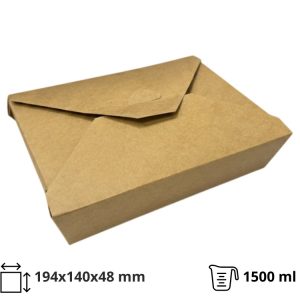 Papirnata posuda Menu Box 1500 ml 194x140x48 mm, kraft 50 kom
