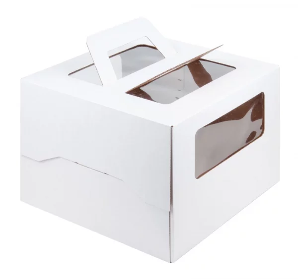 Kutija s prozorom, s ručkama 260x260x200 mm, do 2-2,5 kg mikrovaloviti karton bijela (25 kom/pak)