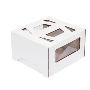 Kutija s prozorom, s ručkama 280x280x200 mm, do 3 kg mikrovaloviti karton bijela (25 kom/pak)