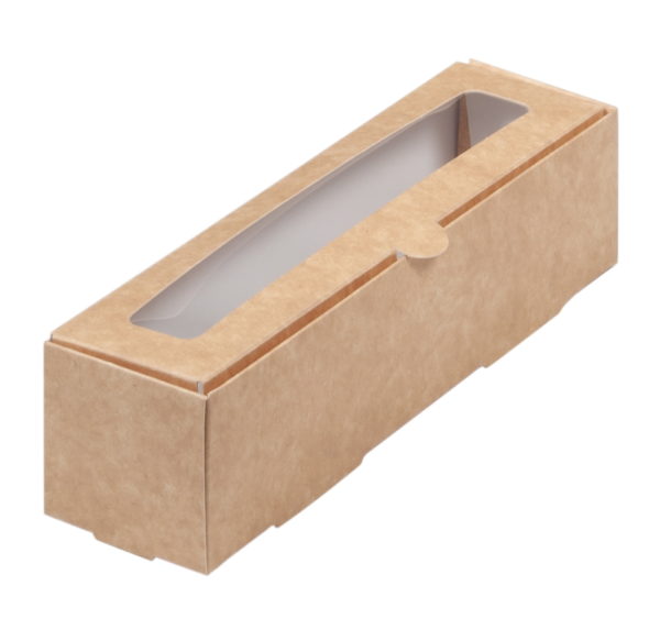 Papirnata posuda s prozorom za deserte “Makaron” 210x55x55 mm kraft (50 kom/pak)