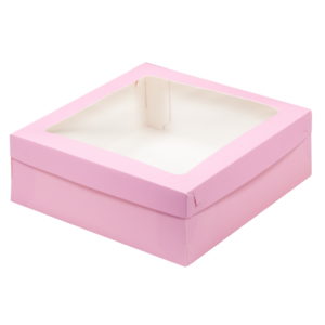 Kutija za marshmallow, deserte i torto 200x200x70 mm ružičasta (50 kom/pak)
