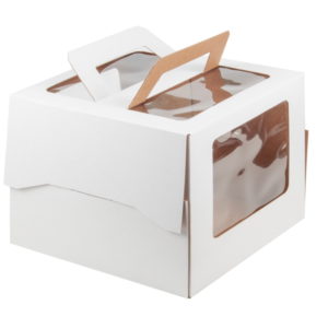 Kutija za tortu s ručkom 280x280x200 mm bijela (50 kom/pak)