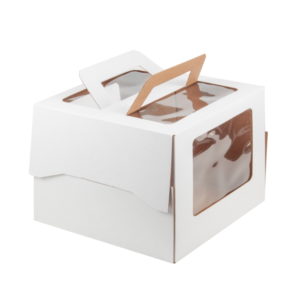 Kutija za tortu s ručkom 240x240x200 mm bijela (50 kom/pak)