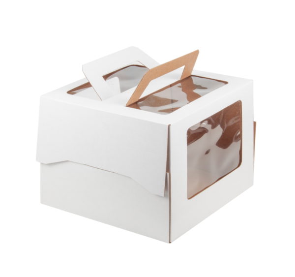 Kutija za tortu s ručkom 240x240x200 mm bijela (50 kom/pak)