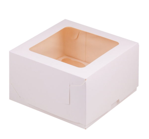 Kutija za 4 cupcakesa sa prozorom 160x160x100 mm bijela (50 kom/pak)