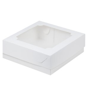 Kutija za marshmallow, deserte i torto s prozorom 200x200x70 mm bjela (50 kom/pak)