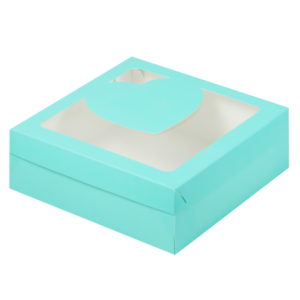 Kutija za marshmallow, deserte i torto s prozorom Srce 200x200x70 mm Tiffany (50 kom/pak)