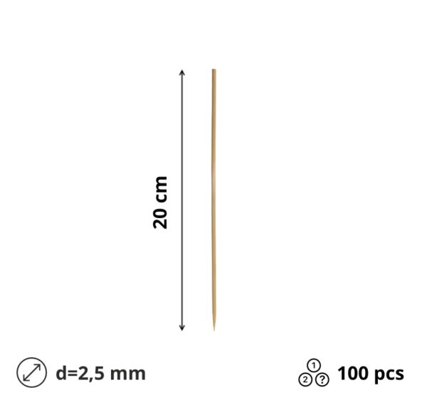 Štapići za ražnjiće 20cm d=2.5mm 100 kom