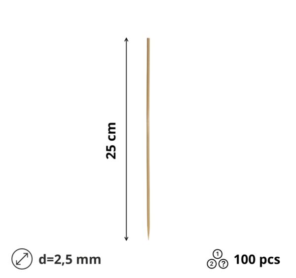 Štapići za ražnjiće 25cm d=2,5mm 100 kom