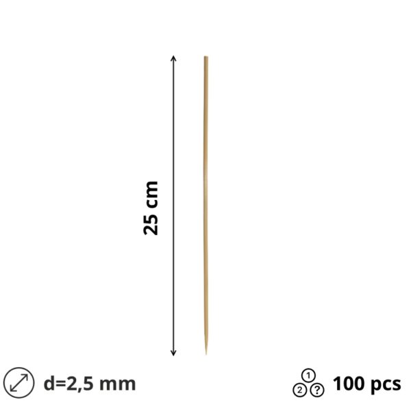 Štapići za ražnjiće 25cm d=2,5mm 100 kom