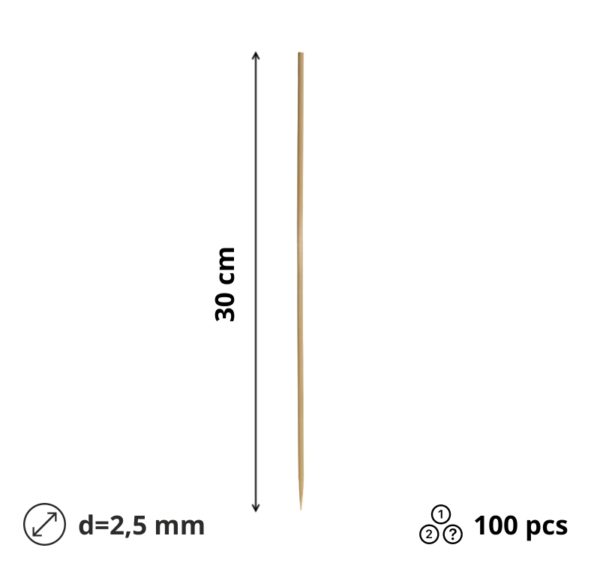 Štapići za ražnjiće 30cm d=2,5mm 100 kom