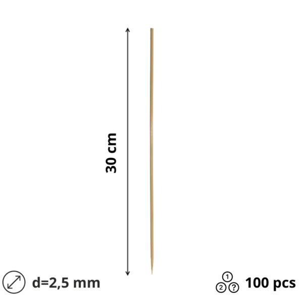 Štapići za ražnjiće 30cm d=2,5mm 100 kom