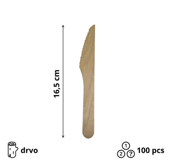 Dreveni nož 165 mm 100 kom