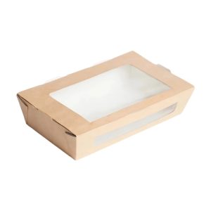 Papirnata posuda s prozorom ECO SALAD 600 ml 150x115x50 mm kraft 25 kom