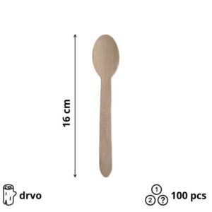 Drvena žlica 160 mm 100 kom