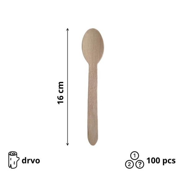 Drvena žlica 160 mm 100 kom