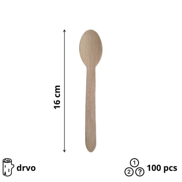 Drvena žlica 160 mm 100 kom