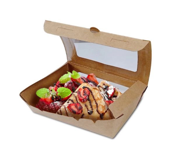 Papirnata posuda s prozorom 2100 ml 190x140x65 mm kraft 50 kom