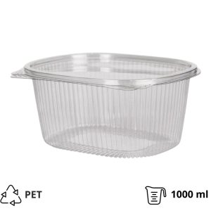 Posuda PET za poklopcem 1000 ml 175×144х79 mm prozirna [120 kom/pak]