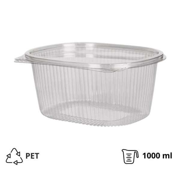 Posuda PET za poklopcem 1000 ml 175×144х79 mm prozirna [120 kom/pak]