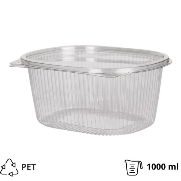 Posuda PET za poklopcem 1000 ml 175×144х79 mm prozirna [120 kom/pak]
