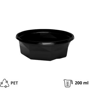 Posuda PET 200 ml d=116 mm h=38 mm crna, bez poklopca [100 kom/pak]